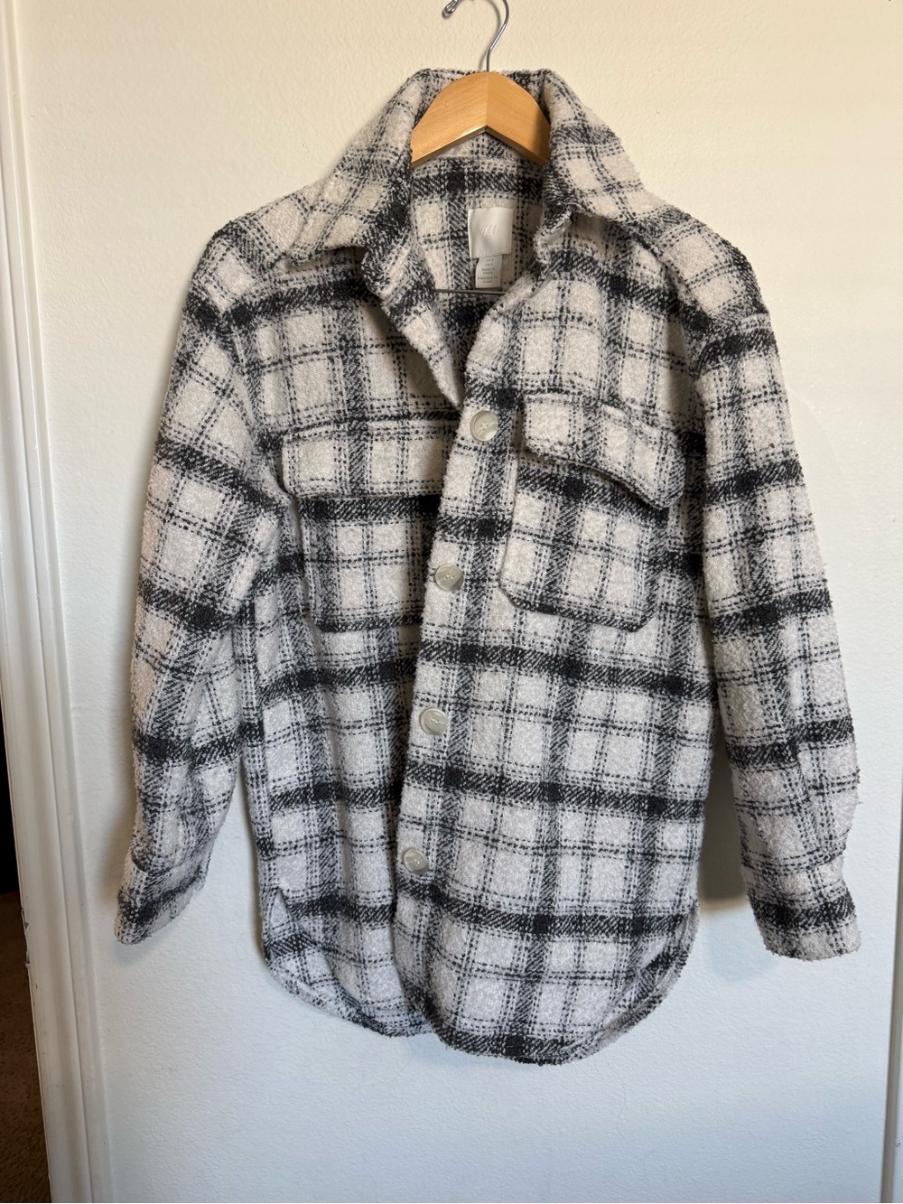 H&M Black & White Plaid Shacket